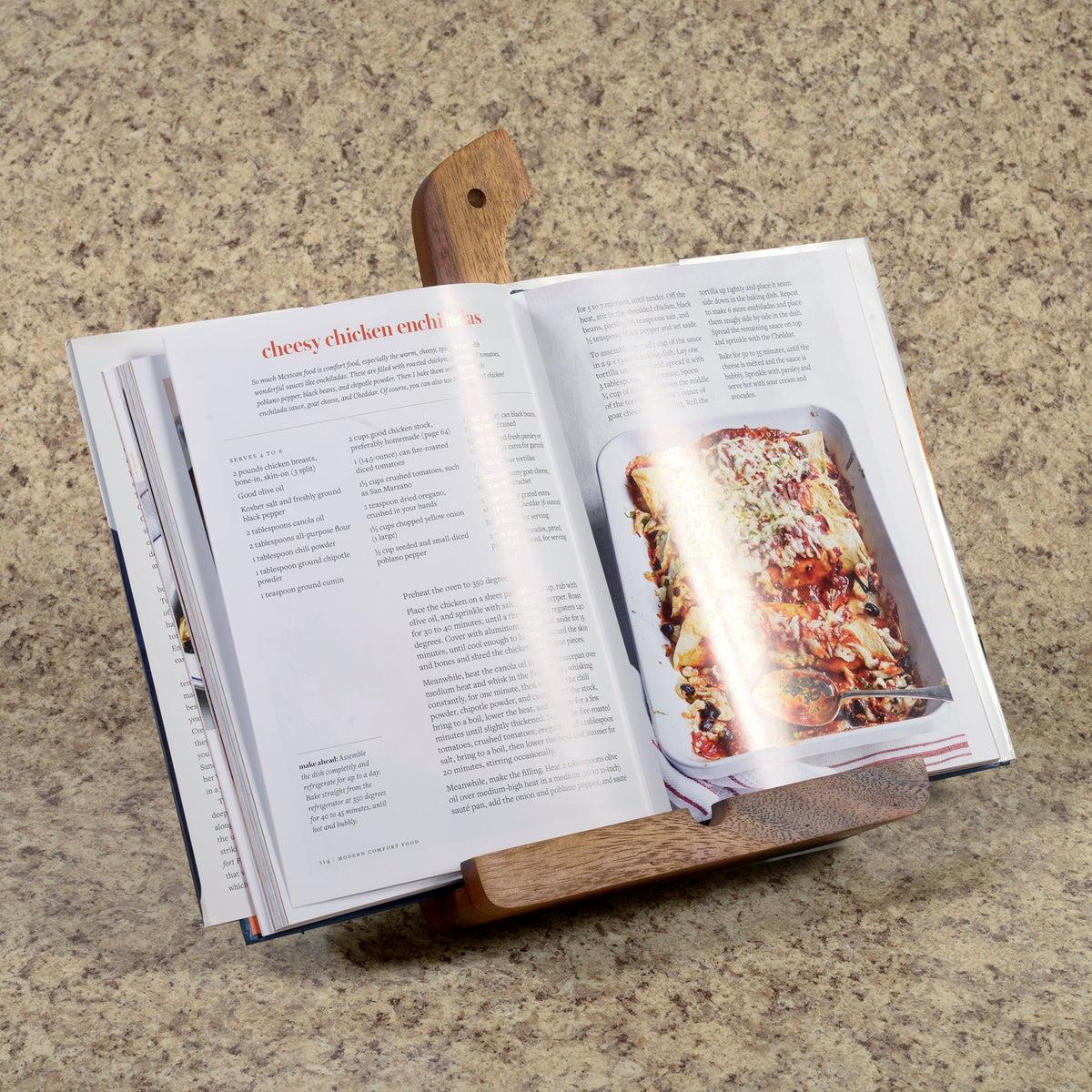 Cookbook/Tablet Holder - Kalmar Home acacia wood kitchen organizer, view 5