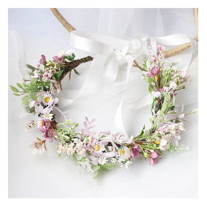 Bridal Flower Wreath Headpiece Original Simulation Starry Sky Water Grass Flower Crown Birthday Wedding Headflower Wreath