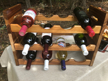 Stackable Wine Rack - Kalmar Home acacia wood wine rack, view 3