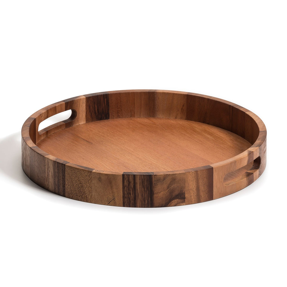 Round Serving Tray, Large - 15" - Kalmar Home acacia wood serving tray