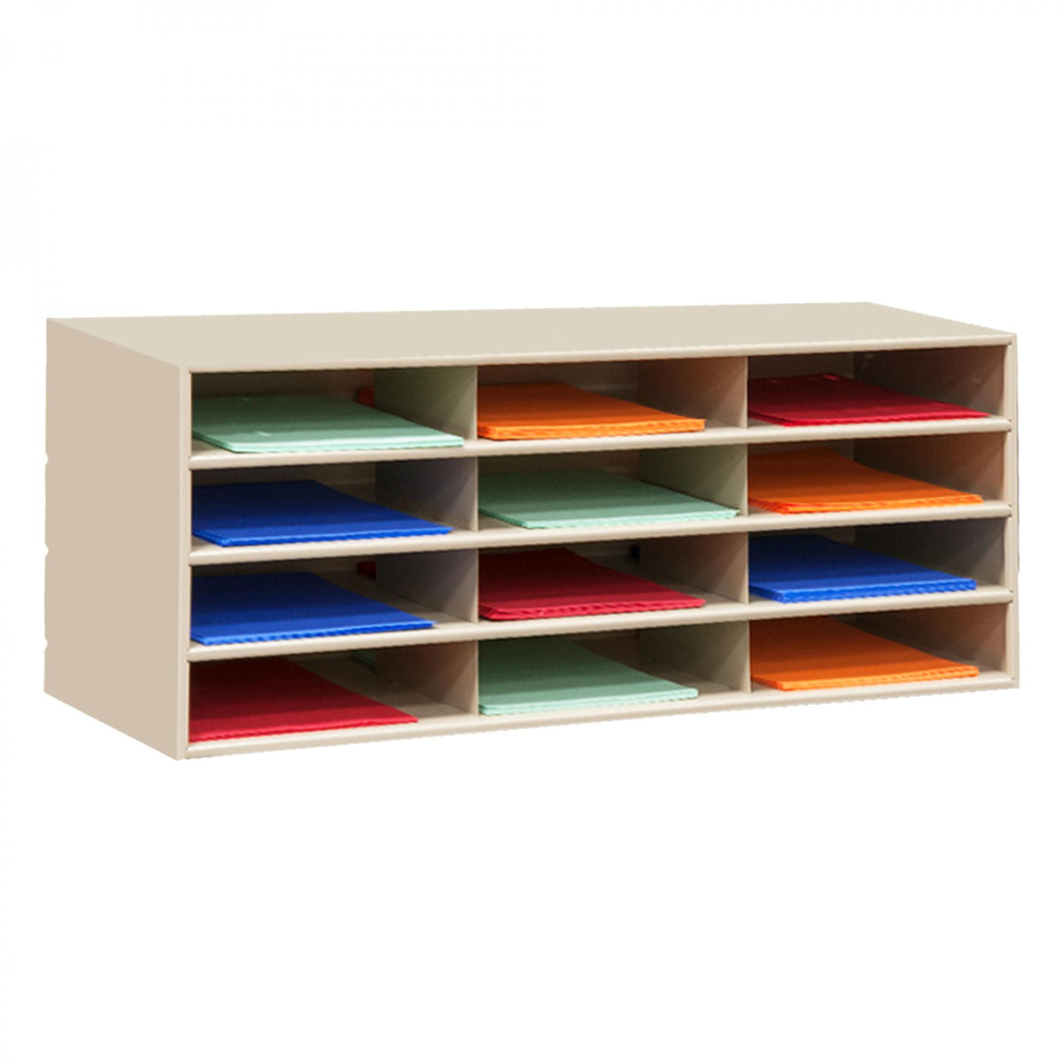Horizontal Lit Rack, 12 Openings, Tan