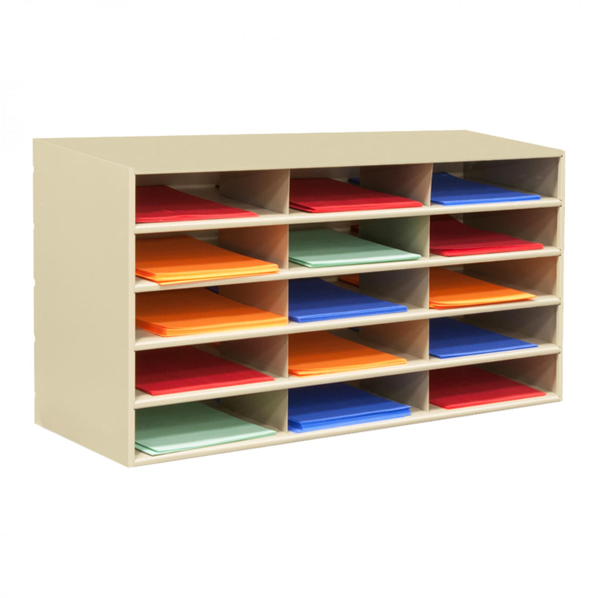 Horizontal Lit Rack, 15 Openings, Tan