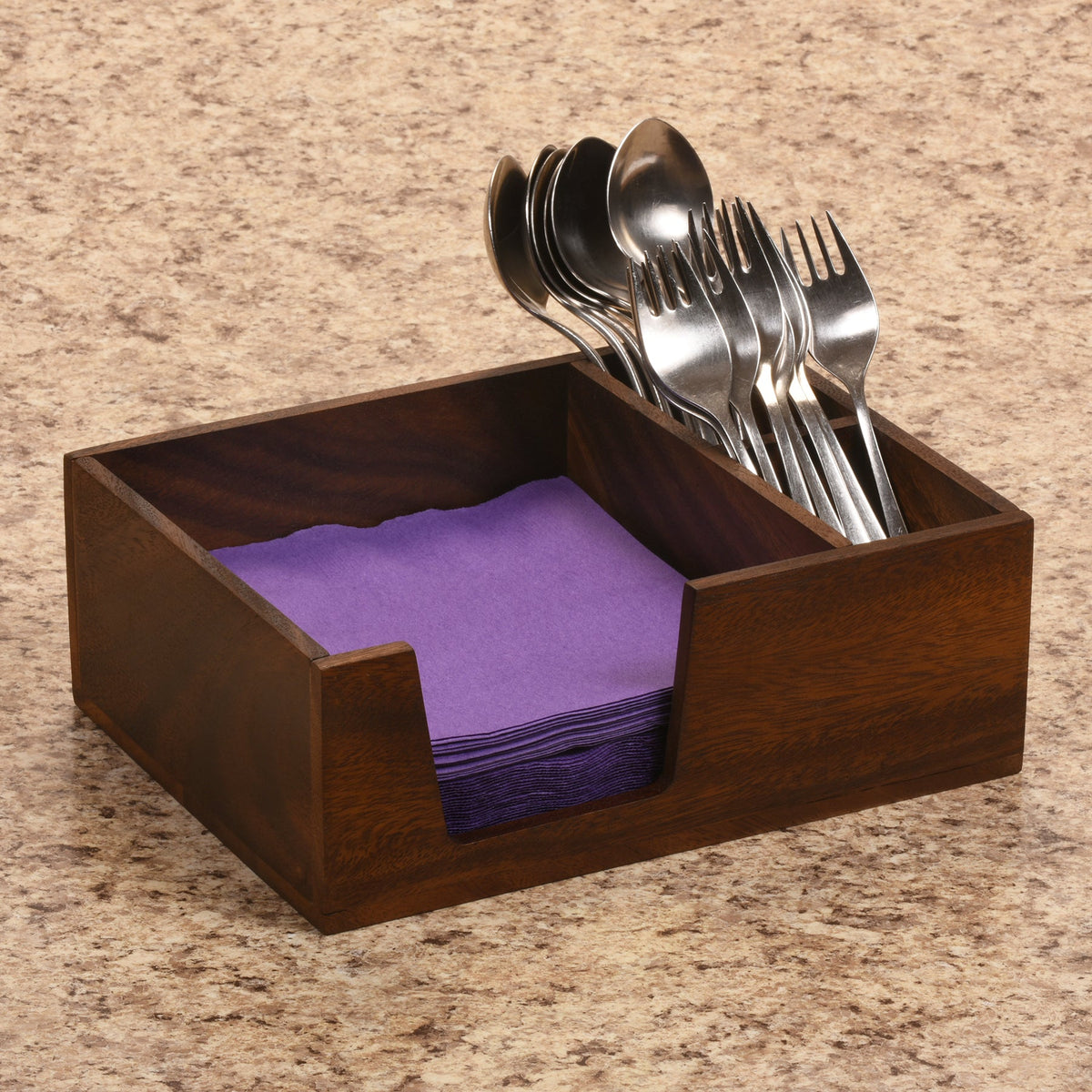 Flatware & Napkin Holders - Kalmar Home acacia wood kitchen utensil holder, view 6