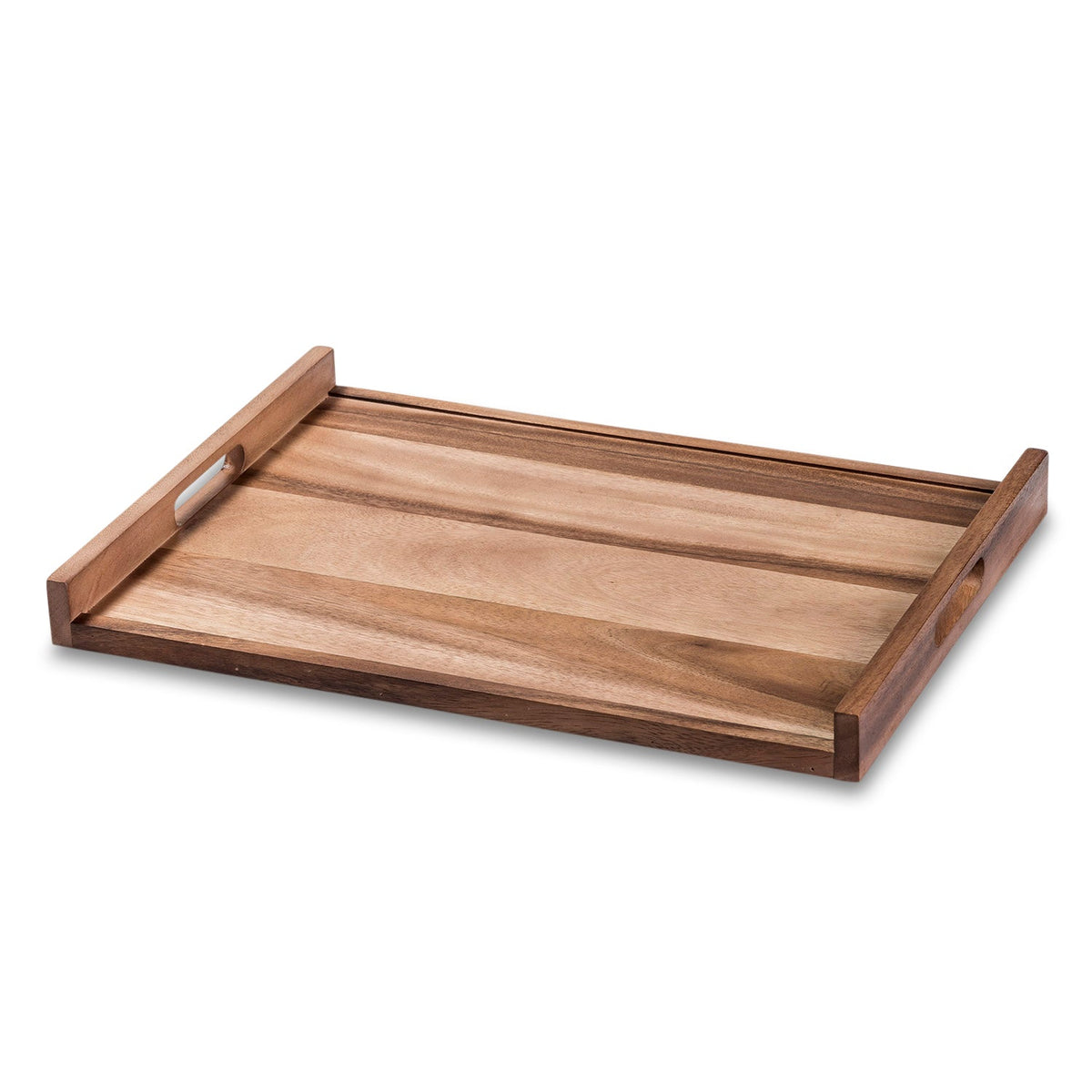 Large Serving Tray - Solid Bottom - Kalmar Home acacia wood serving tray