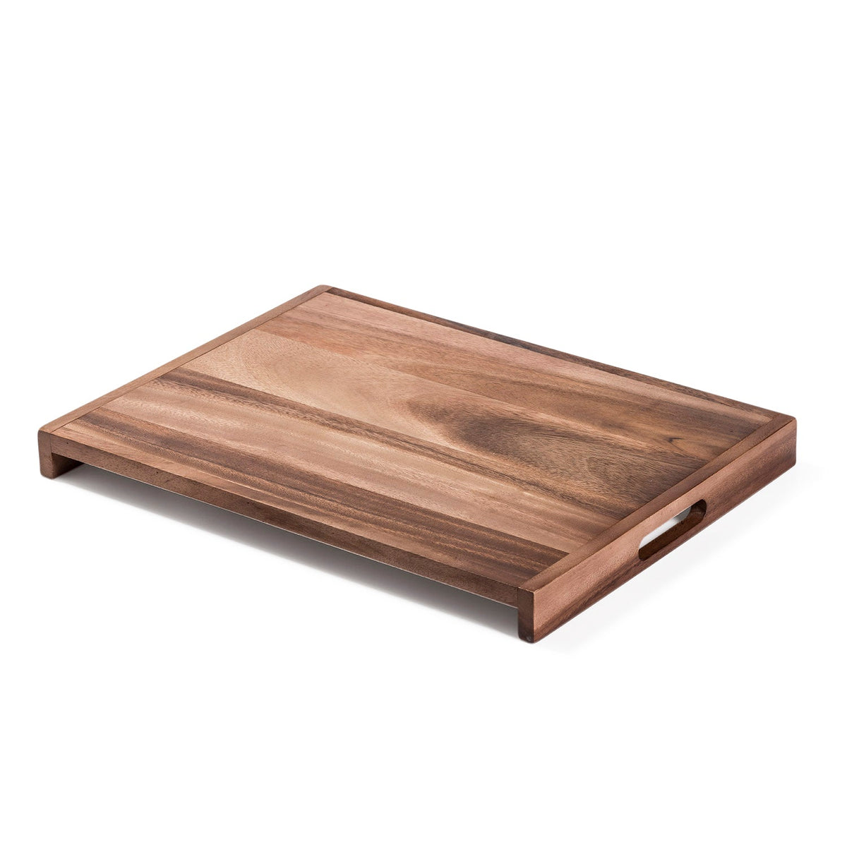 Large Serving Tray - Solid Bottom - Kalmar Home acacia wood serving tray, view 3