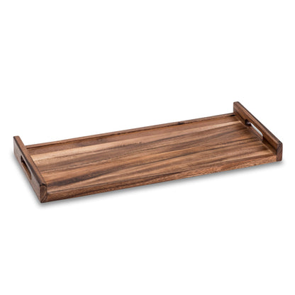 Long Serving Tray - Solid Bottom - Kalmar Home acacia wood serving tray, view 2