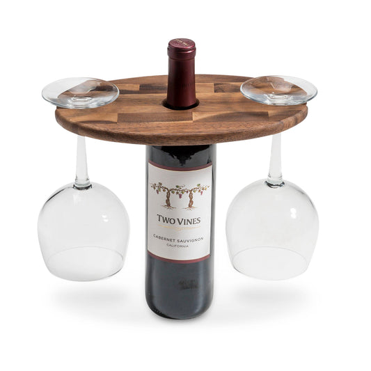 Wine Glass Caddy - Kalmar Home acacia wood stemware rack
