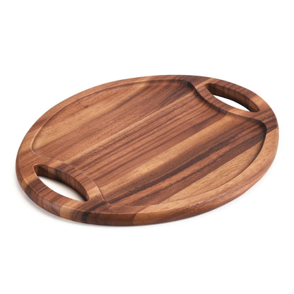 Oval Tray with Handles, Medium - Kalmar Home acacia wood serving tray