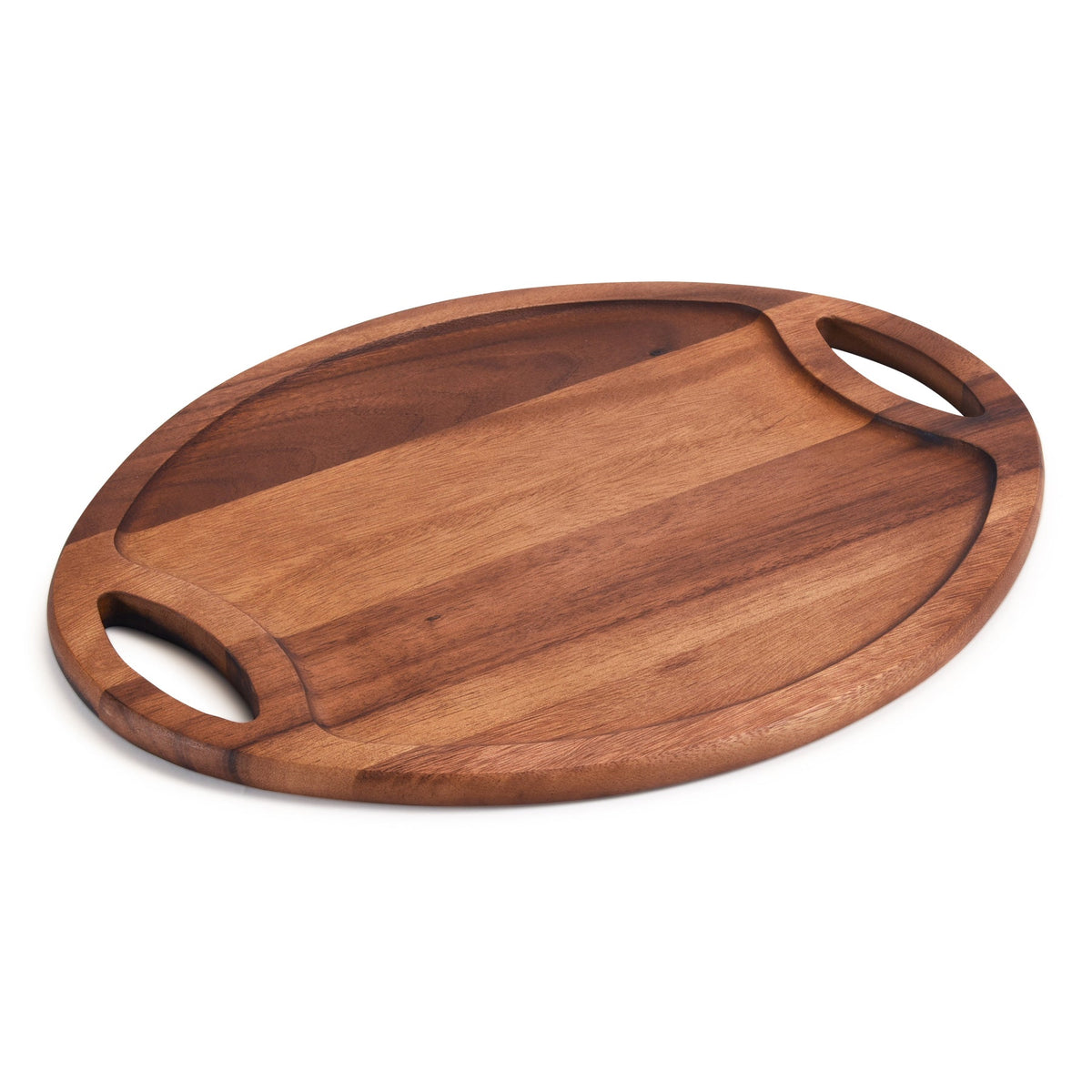Oval Tray with Handles, Large - Kalmar Home acacia wood serving tray