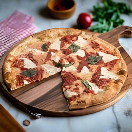 Acacia Wood Cutting / Charcuterie Board - Round, Extra Large - Kalmar Home acacia wood cutting board