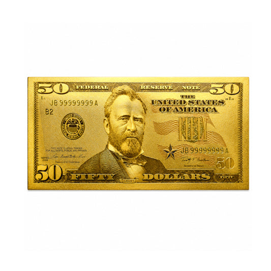 50 American Dollar Bill 24k Gold Art Collectibles Plated Fake Banknote Currency for Decoration