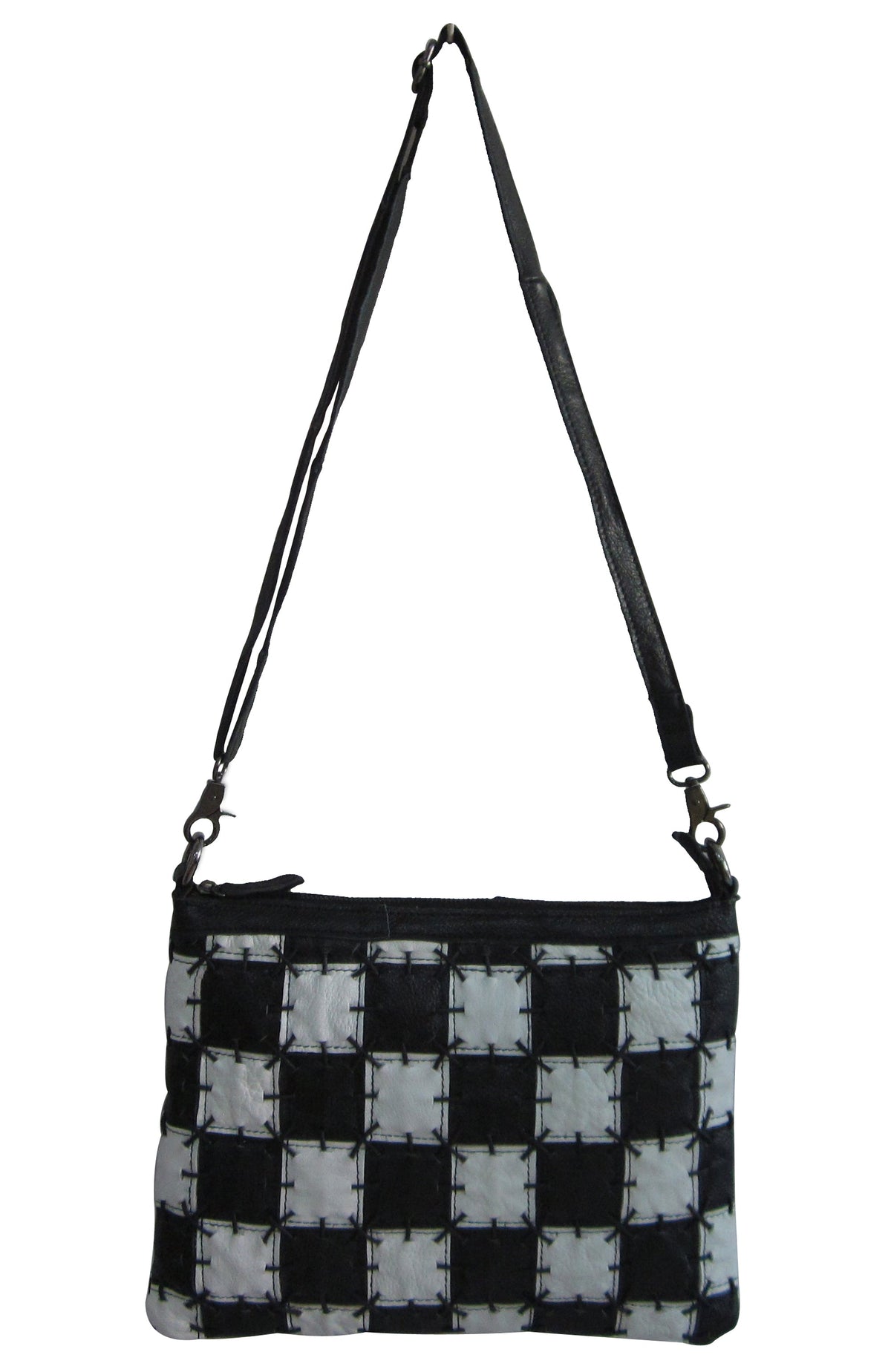 Amerileather Zigzagger Shoulder Bag - Black/White Square