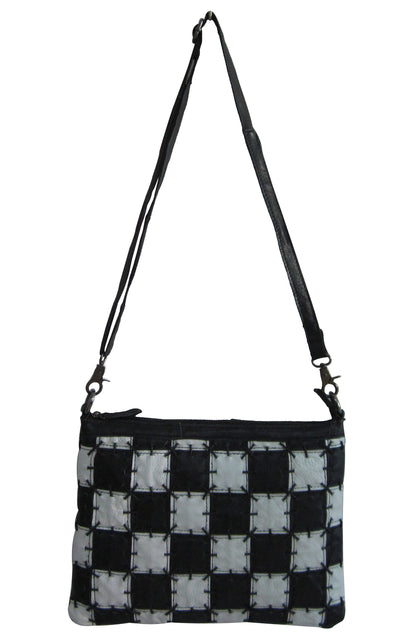 Amerileather Zigzagger Shoulder Bag - Black/White Square