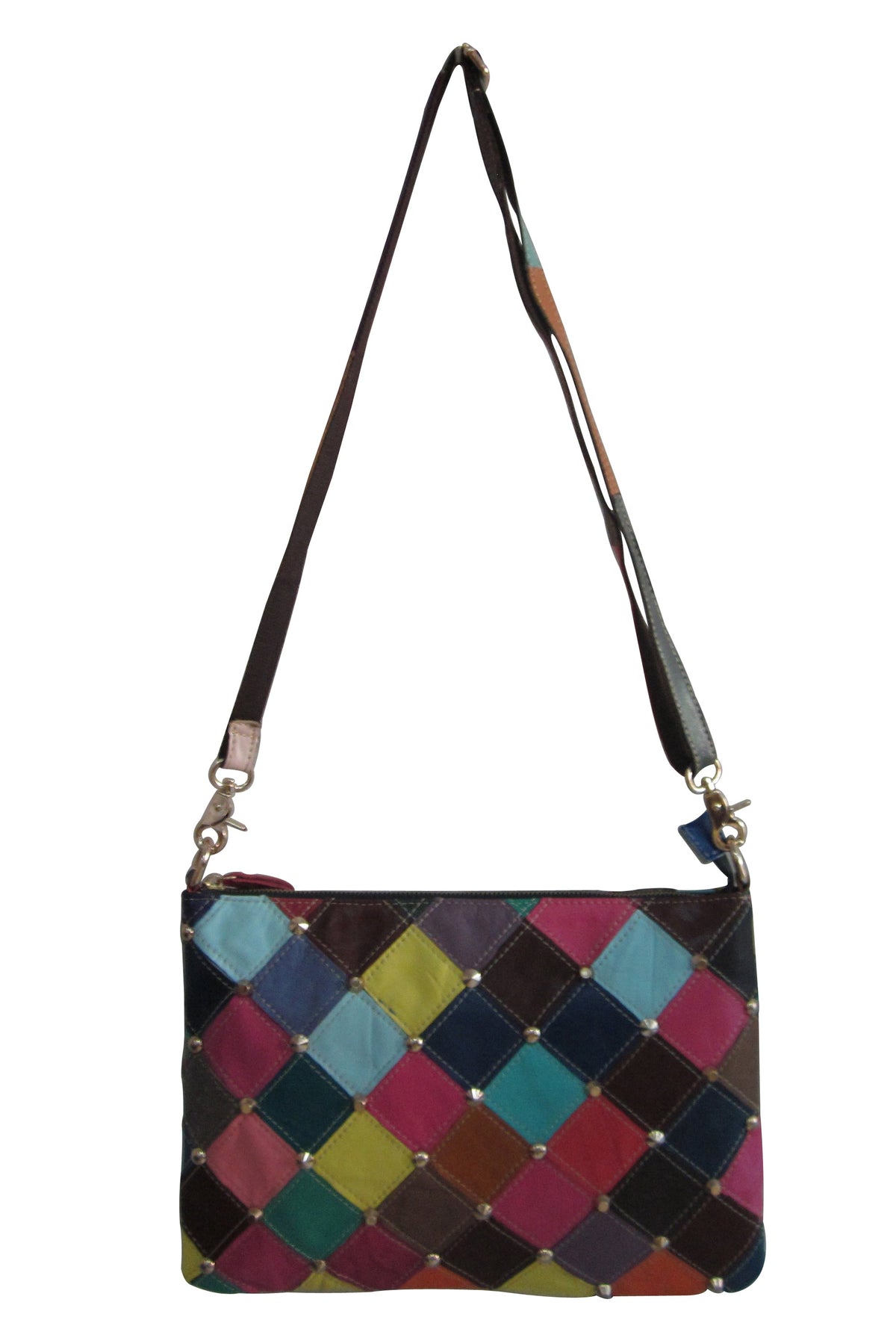 Amerileather Zigzagger Shoulder Bag - Rainbow Diamond