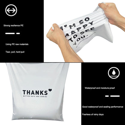 Thickened express bag, packaging bag, white English printing bag, logistics clothing packaging bag, waterproof bag