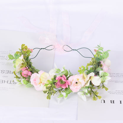 Forest Women's Flower Wreath Simulation Flower Vine Hair Hoop Head Ring Wedding Hair Accessories Seaside Vacation Headflower