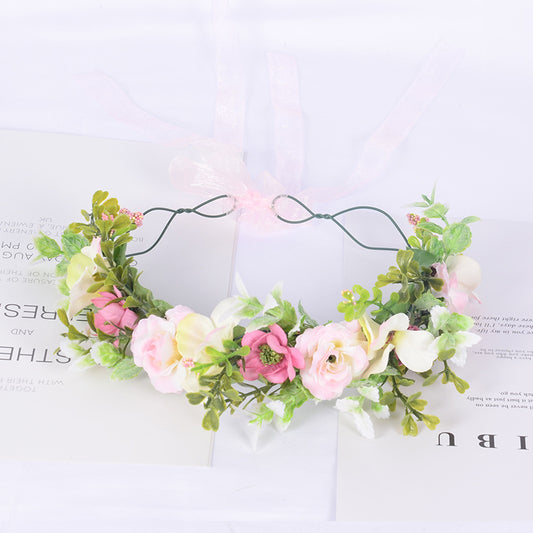Forest Women's Flower Wreath Simulation Flower Vine Hair Hoop Head Ring Wedding Hair Accessories Seaside Vacation Headflower