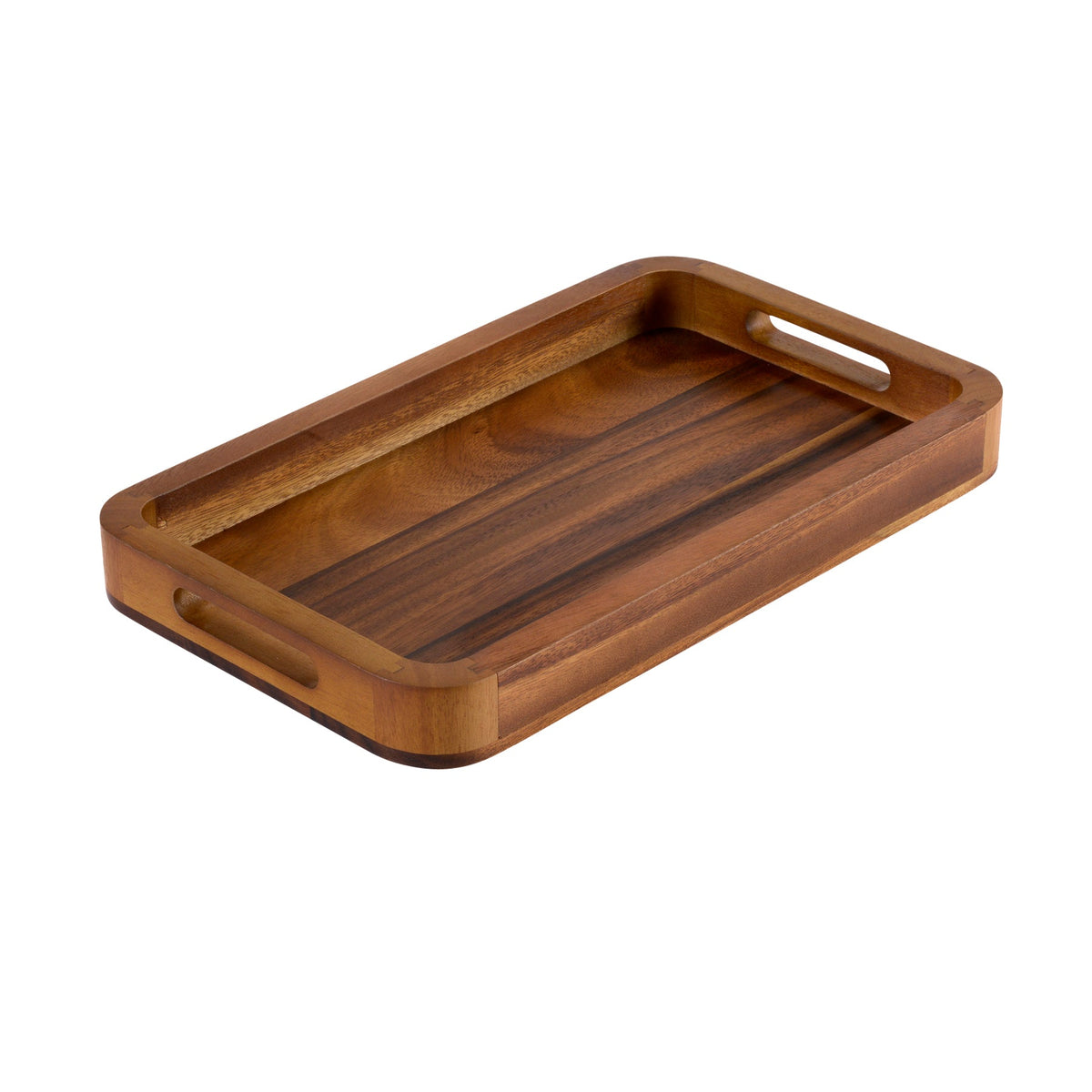 Rectangular Serving Tray - Solid Bottom - Kalmar Home acacia wood serving tray, view 2