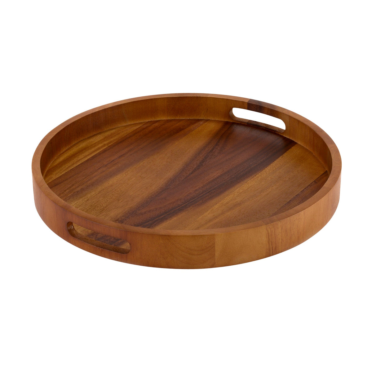 Round Serving Trays - Solid Bottom - Kalmar Home acacia wood serving tray