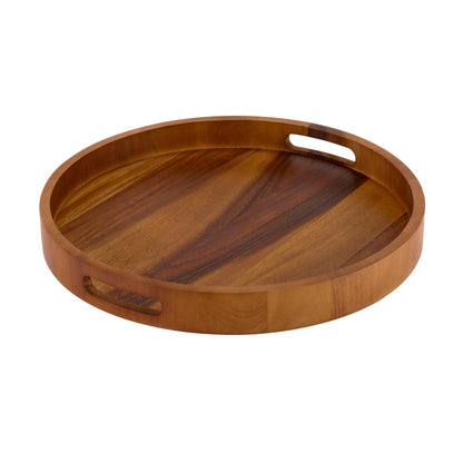 Round Serving Trays - Solid Bottom - Kalmar Home acacia wood serving tray