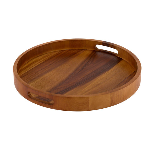 Round Serving Trays - Solid Bottom - Kalmar Home acacia wood serving tray