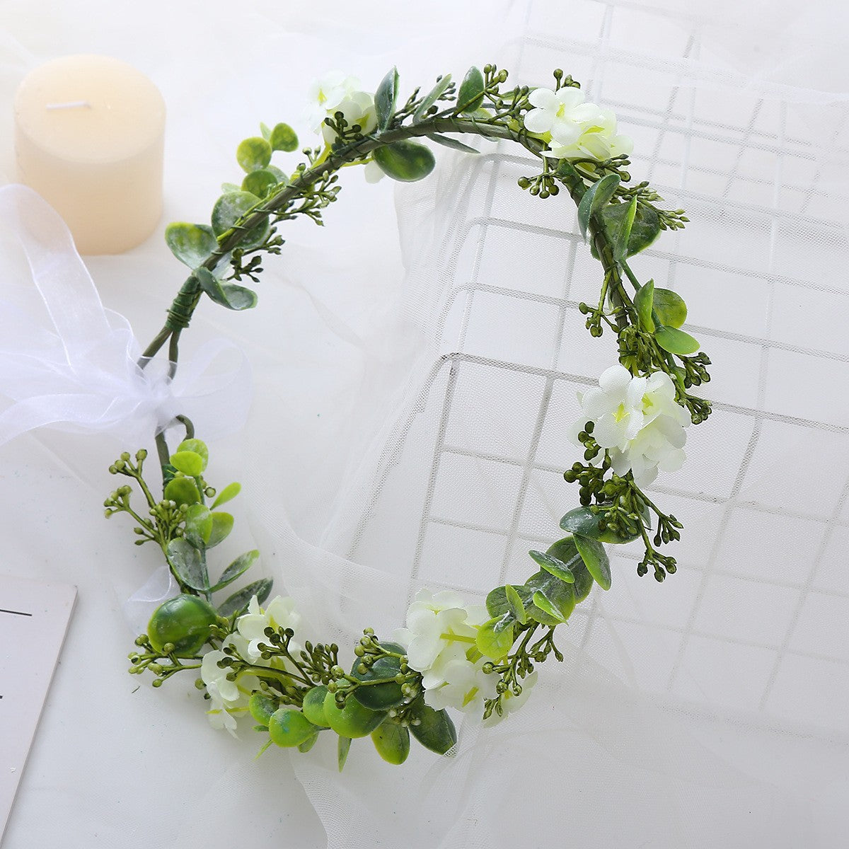 Full sky star flower wreath simulation flower bud small floral headdress sweet holiday travel photo head flower wreath