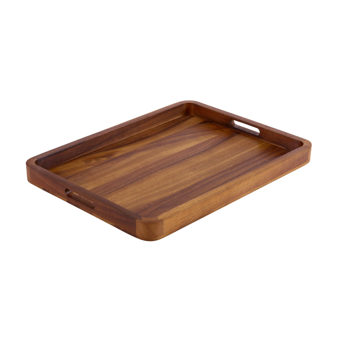 Rectangular Serving Tray - Solid Bottom - Kalmar Home acacia wood serving tray, view 3