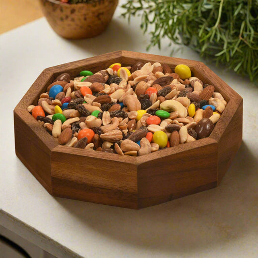Octagon Candy/Nut Tray - Kalmar Home acacia wood serving bowl