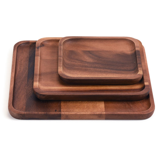 set of 3 Acacia Plates - 1 each size, Square - Kalmar Home acacia wood plate