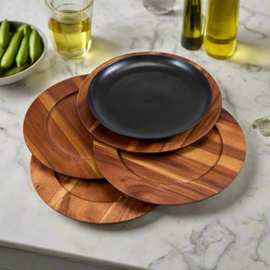 Set of 4 Charger Plates - Kalmar Home acacia wood plate