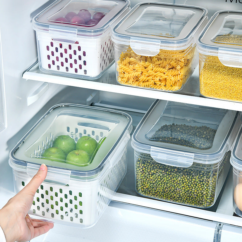 Double-Layer Draining Crisper Storage Box Draining Basket
