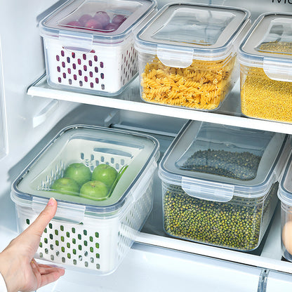 Double-Layer Draining Crisper Storage Box Draining Basket