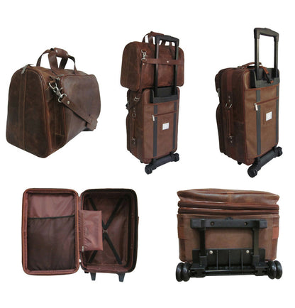 Amerileather Waxy Brown Leather Two Piece Set Traveler
