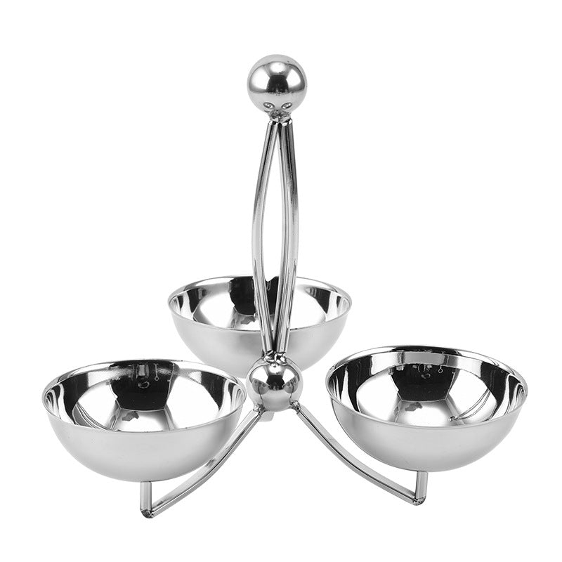 Stainless Steel Serving Tray Set with Dip Bowls – Divided Snack, Chips & Condiment Server Stand