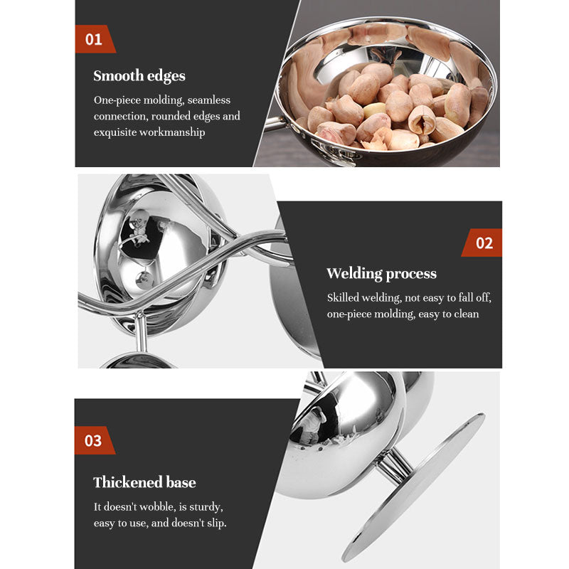 Stainless Steel Serving Tray Set with Dip Bowls – Divided Snack, Chips & Condiment Server Stand