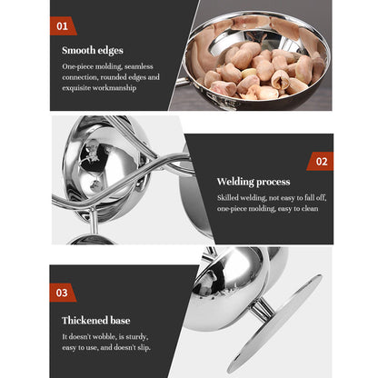 Stainless Steel Serving Tray Set with Dip Bowls – Divided Snack, Chips & Condiment Server Stand
