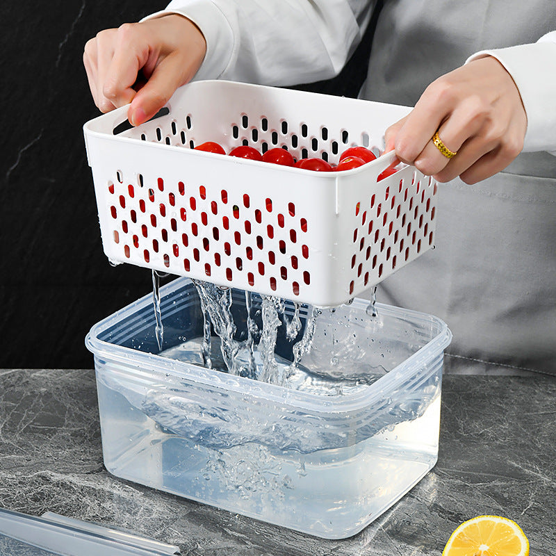 Double-Layer Draining Crisper Storage Box Draining Basket