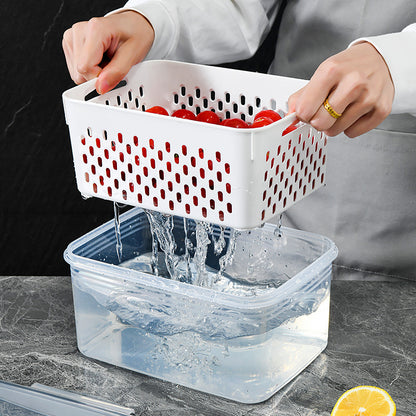 Double-Layer Draining Crisper Storage Box Draining Basket