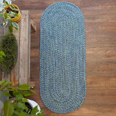 Seaside Blue Colonial Mills Coastal Home Braid Runners. Indoor Outdoor Braided Runner Rugs Made in the USA