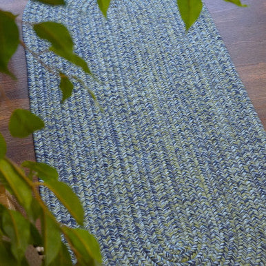 Seaside Blue Colonial Mills Coastal Home Braid Runners. Indoor Outdoor Braided Runner Rugs Made in the USA