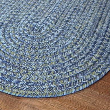 Seaside Blue Colonial Mills Coastal Home Braid Oval Rug. Indoor Outdoor Braided Oval Rugs Made in the USA