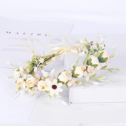 Fairy Bride Bridesmaids Wreath Simulation Flower Buds Full Sky Starry Hair Strap Flower Child Crown Wedding Headwear Female