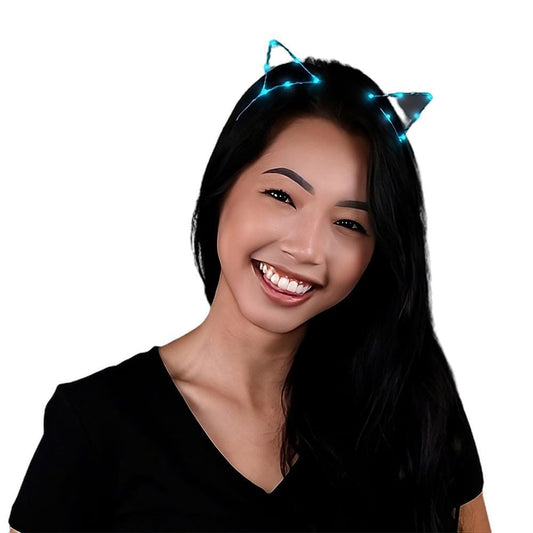 Aqua LED Kitty Cat Ear Headband