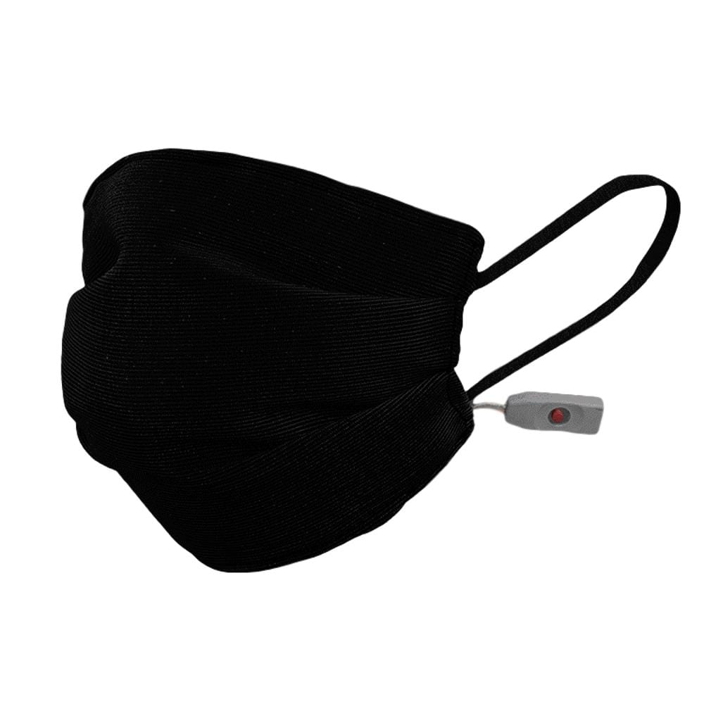 USB Fiber Optic Light Up Multicolor Face Mask in Black Rectangle Fabric