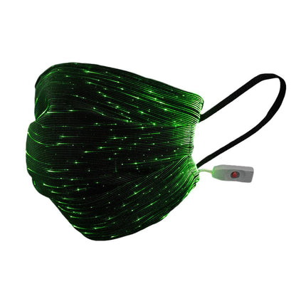 USB Fiber Optic Light Up Multicolor Face Mask in Black Rectangle Fabric