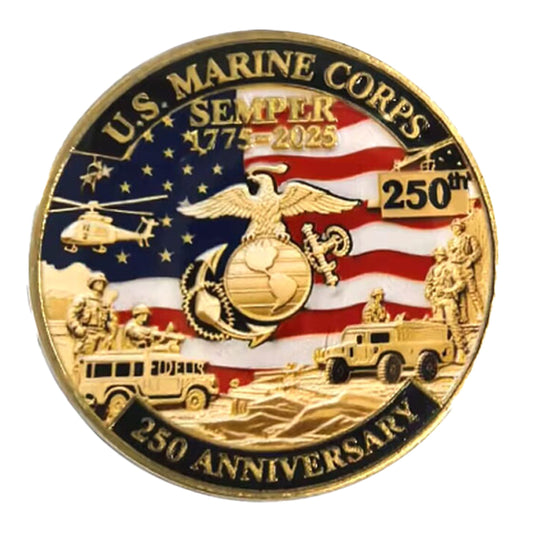 Battleground Heritage Edition US Marine Corps 250th Anniversary Gold Plated Coin