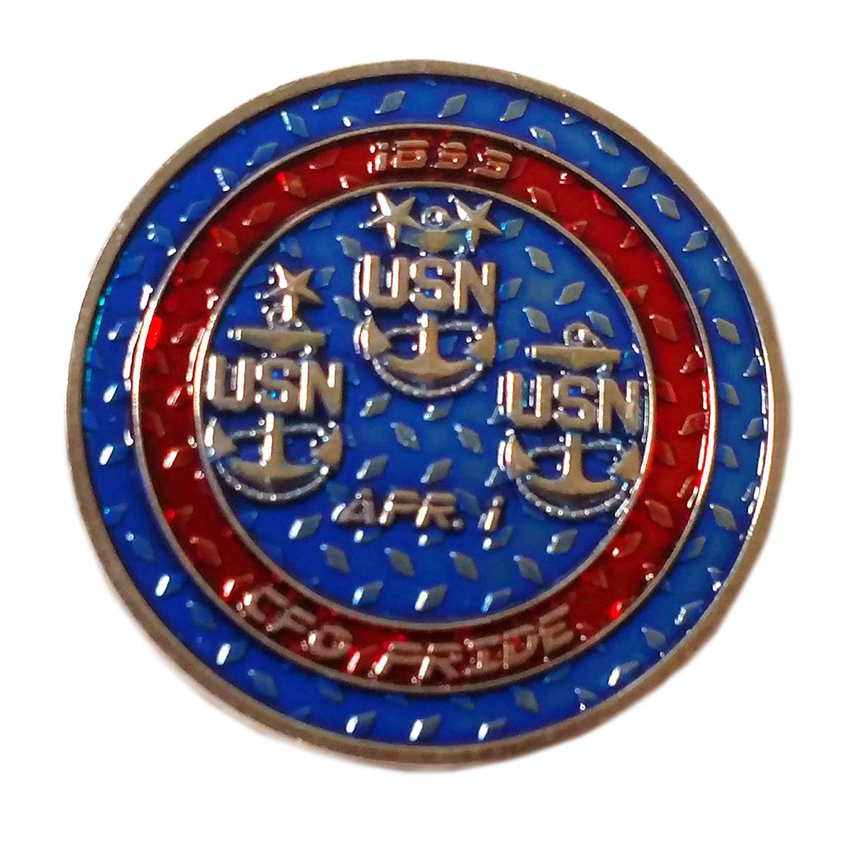 America’s Shield  Ask the Chief USN Navy CFO PRIDE Red Blue Silver Coin