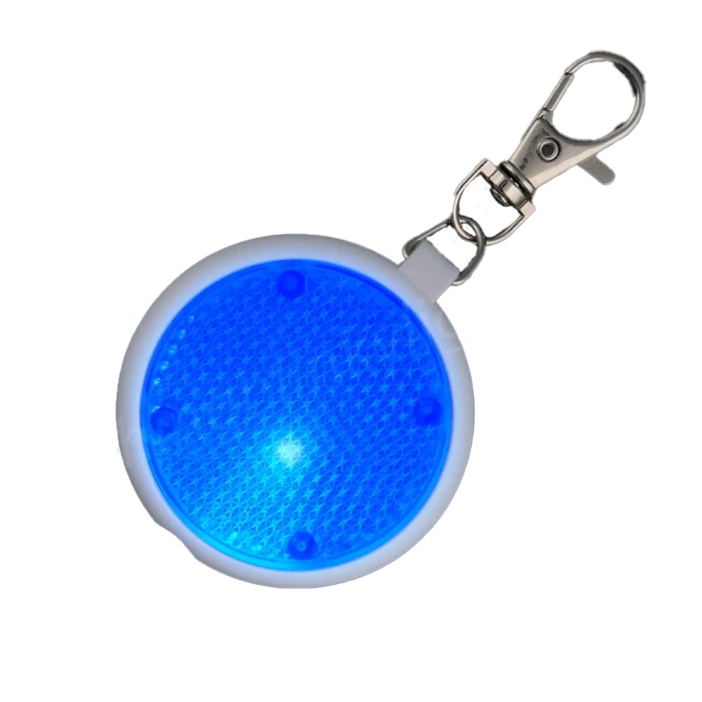 Blue Round Personal Safety Emergency Keychain Set Flashlight Blinkers