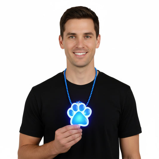 Light Up Blue Paw Print Charm Necklace