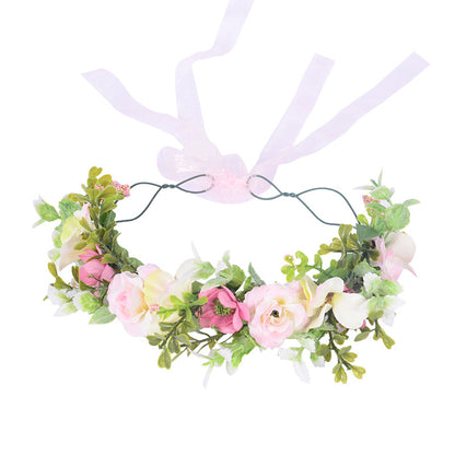 Forest Women's Flower Wreath Simulation Flower Vine Hair Hoop Head Ring Wedding Hair Accessories Seaside Vacation Headflower
